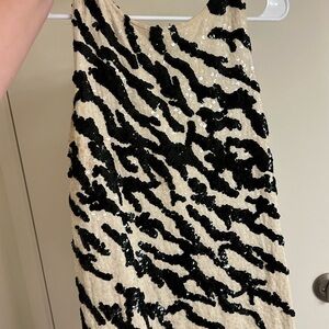 Black and Cream Sequin Zebra Print Tank/Blouse